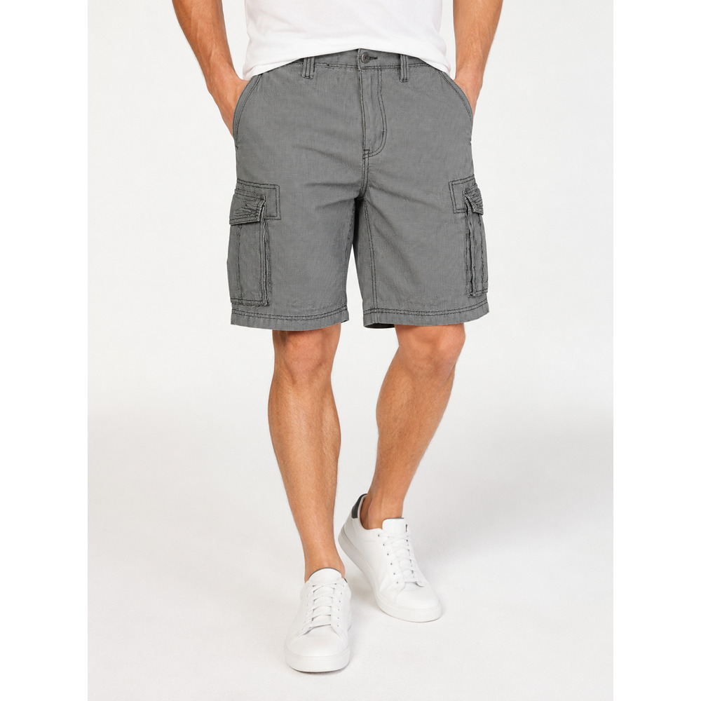 INC Mens 34 Cargo Shorts Micro Check Black White Utility Casual Cotton Y2K Skate